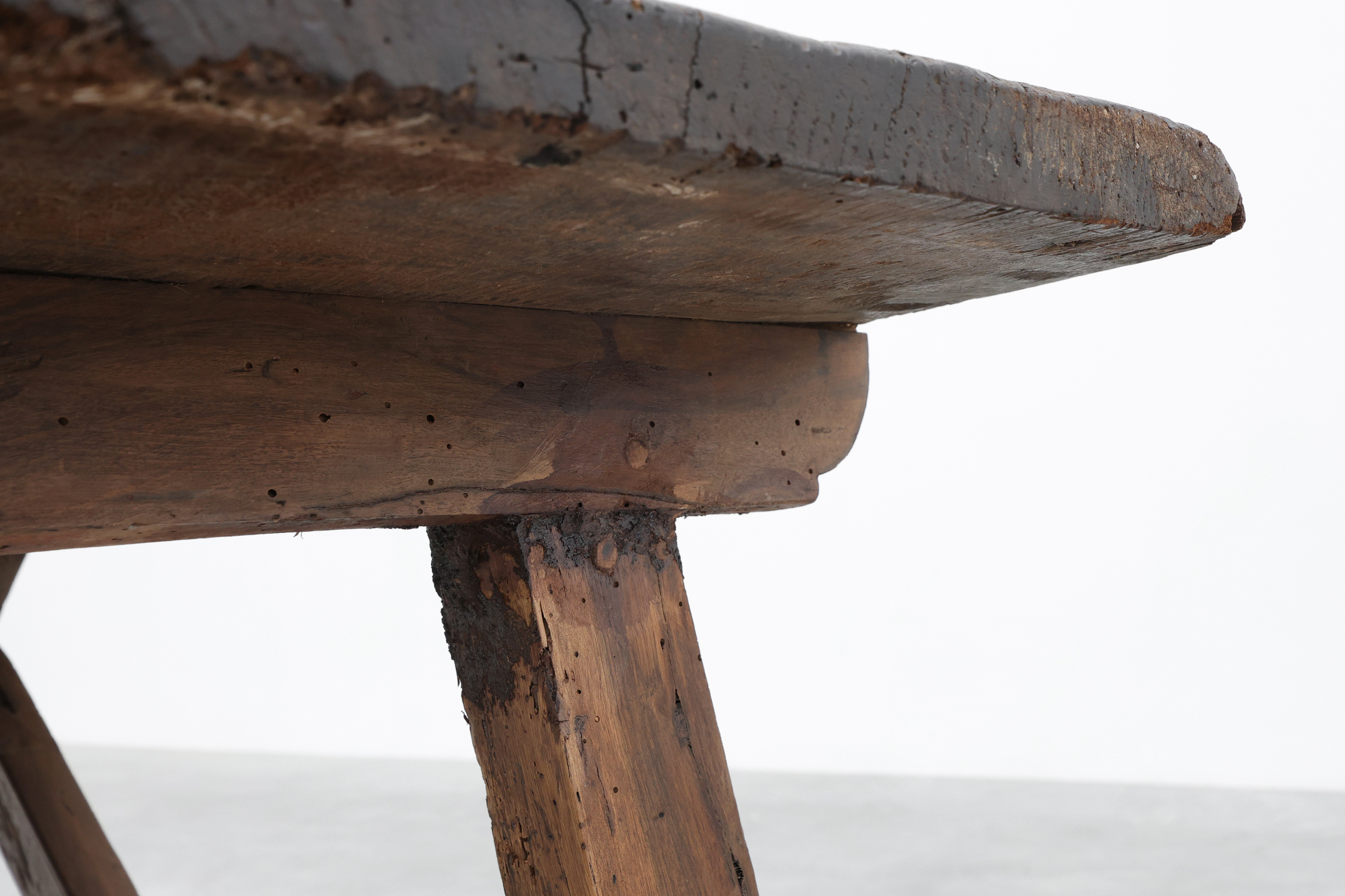 Spanish Rustic Trestle Table with Drawer and X-Stretchers, Spain, 19th Centurythumbnail